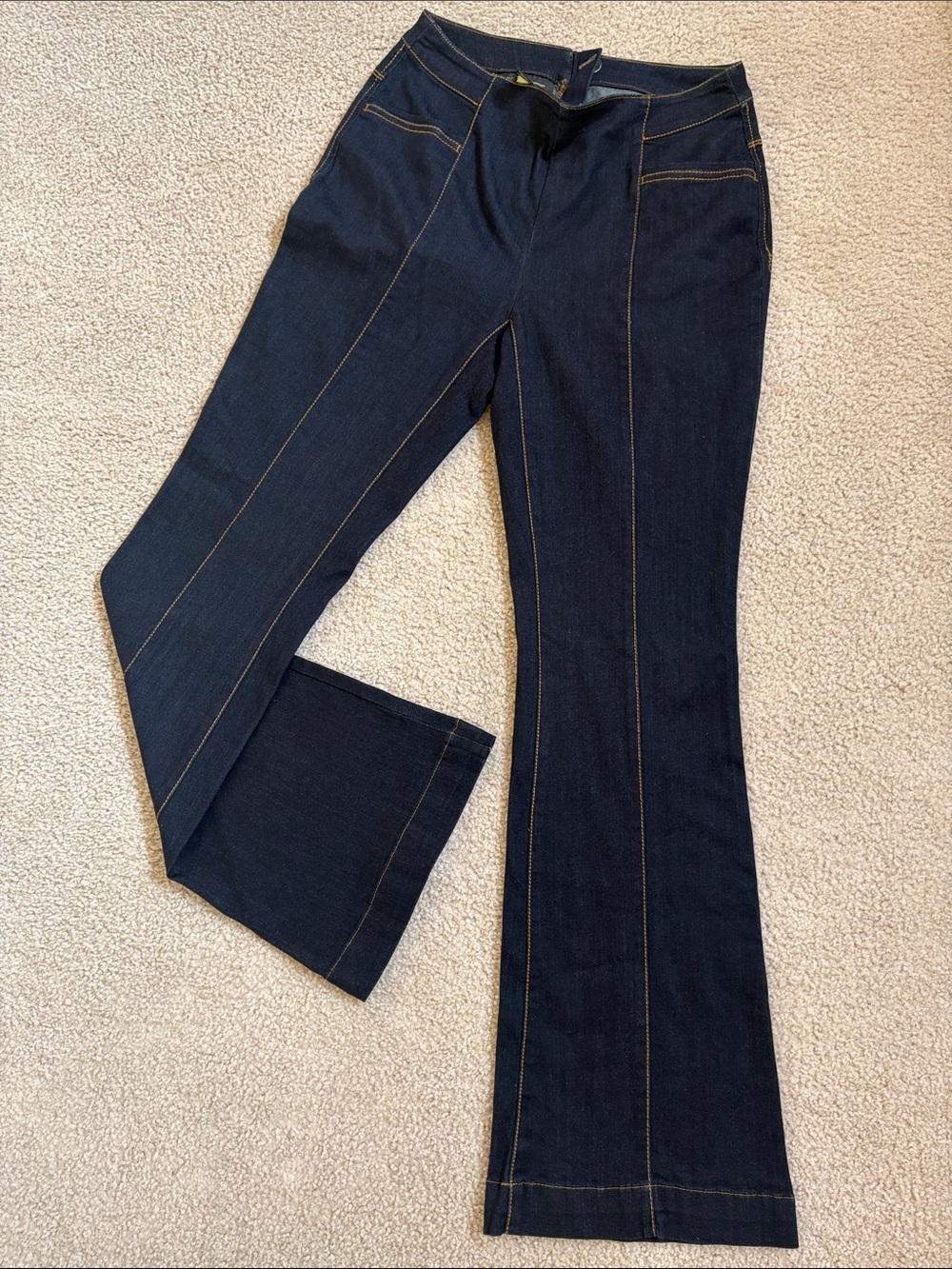 INC International Concepts Dark Indigo Wide-Leg Jeans with Contrast Stitching